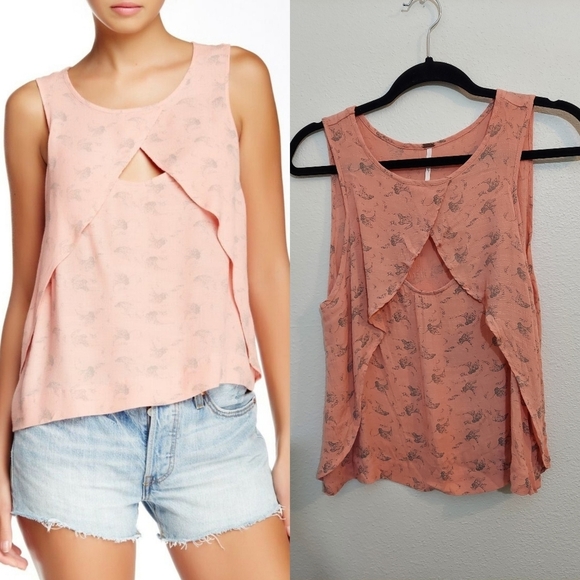 Free People Crinkle Cutout Tank Blouse Small - Picture 1 of 12